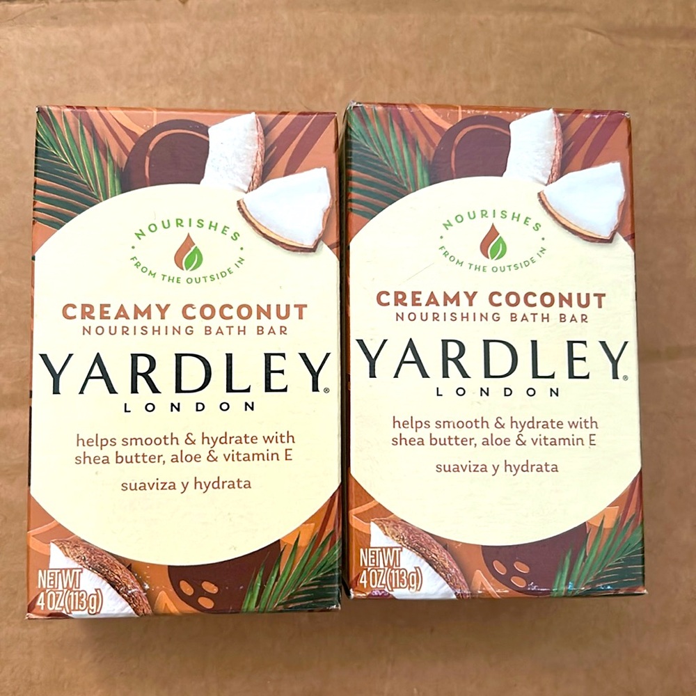 (2 Bars) YARDLEY London Creamy Coconut Nourishing Bath Bars  4 Oz. Each